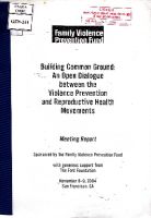 Building common ground: an open dialogue between the violence prevention and Reproductive health movements